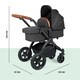 image 3 of Stomp Luxe 12pc Travel System with Cirrus i-Size Car Seat & ISOFIX Base, Carrycot, Reversible Seat, Rain Cover & More (Black/Charcoal Grey/Tan)