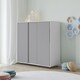 image 3 of 120cm 3 Sliding Doors Children Kids Wardrobe Bedroom Storage Closet Hanging Rail | Multi | White with Grey Doors | 1