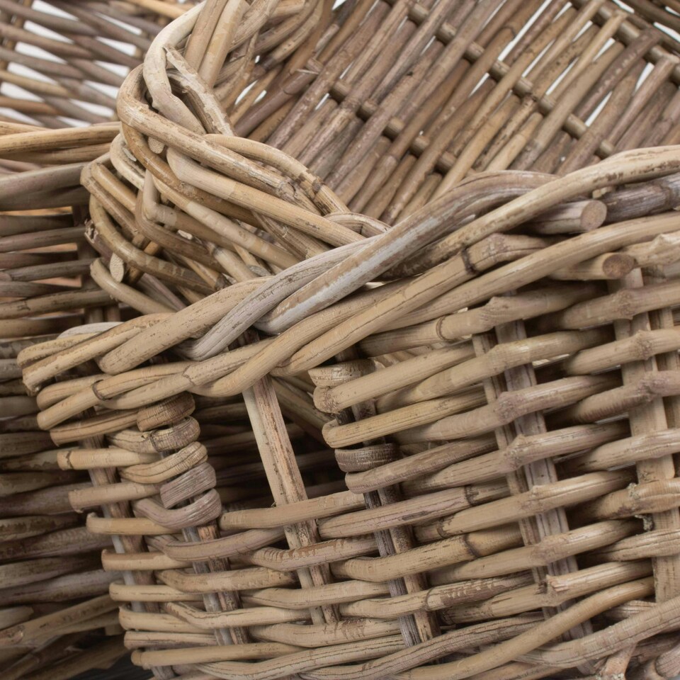 image 1 of Shallow Kubu Grey Rattan Rectangular Basket Set 4 Grey