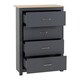 image 2 of Portland 4 Drawer Chest - L40 x W80 x H114 cm - Grey/Oak Effect