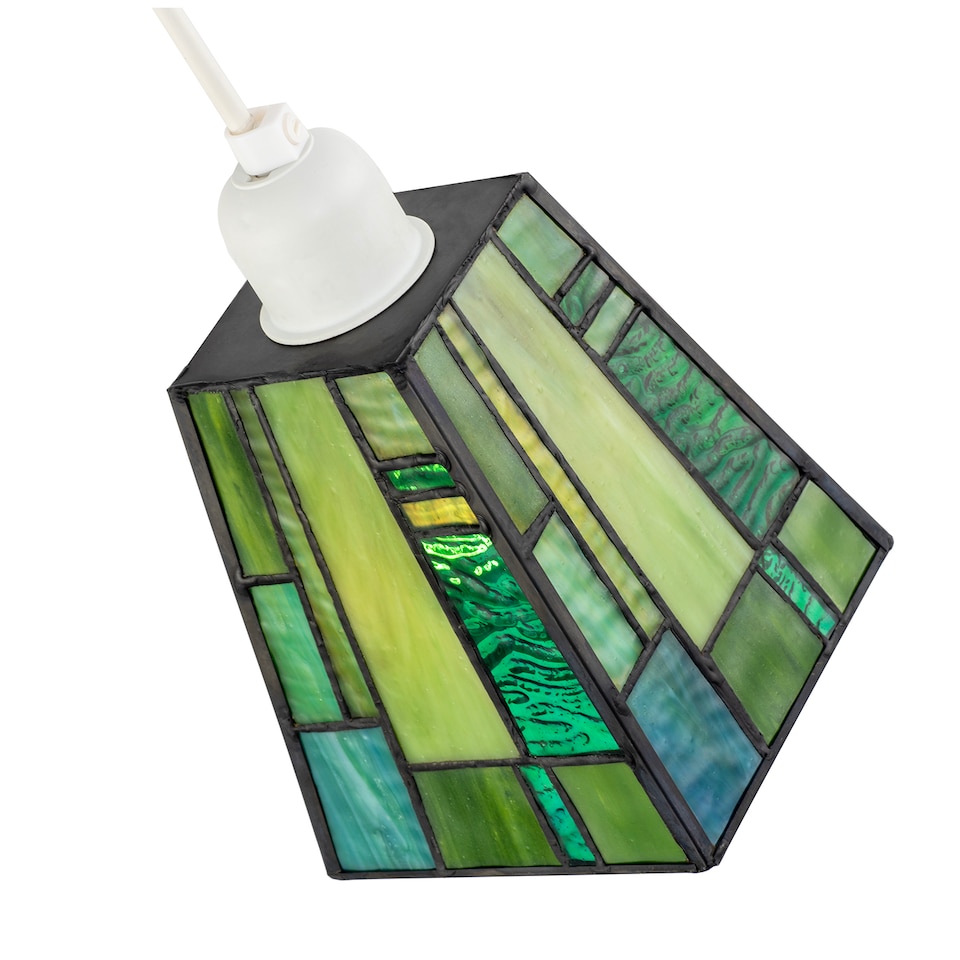 image 1 of Art Denergy savingTiffany Glass Pendant Shade with Emerald and Green Panels