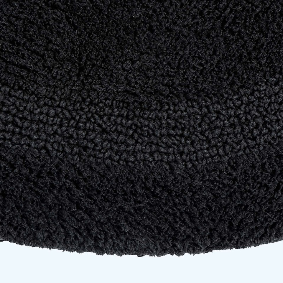 image 1 of Homescapes Luxury Reversible Semi Circle Bath Mat - Black Black