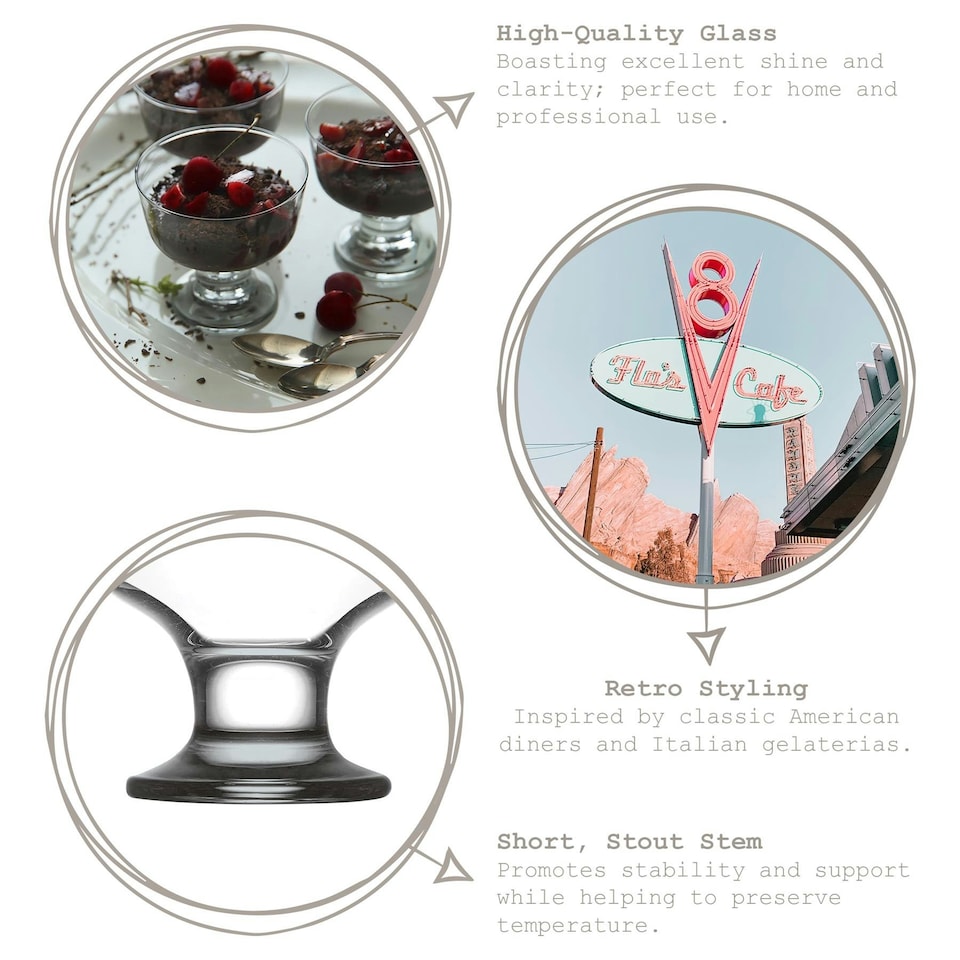 image 1 of LAV Destina Glass Ice Cream Bowls - 285ml - Pack of 6 Clear