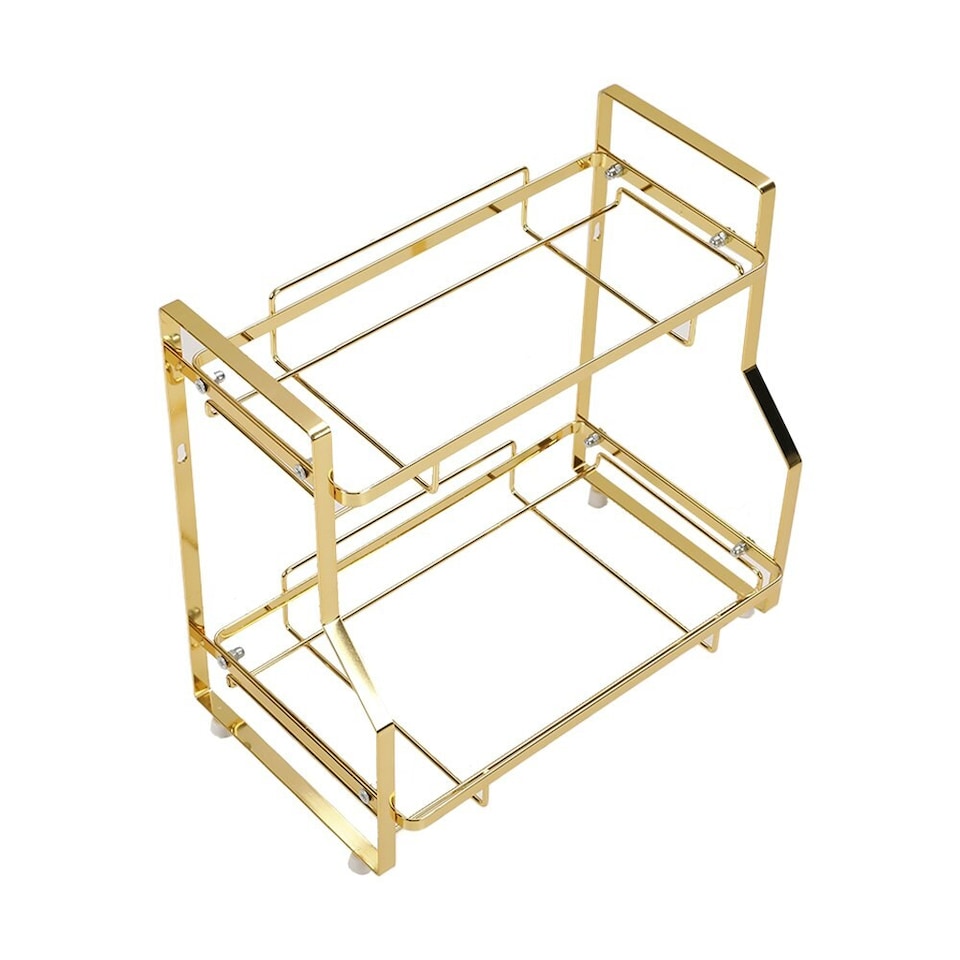 image 1 of Living and Home 2-Tier Kitchen Bathroom Storage Rack - Gold
