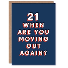 Moving Out 21 Year Old Cheeky For Him Funny 21st Birthday Card