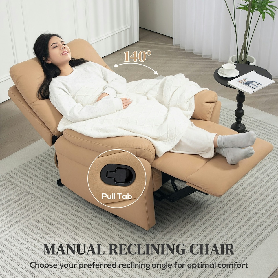image 1 of HOMCOM Recliner Chair Reclining Chair with Adjustable Leg Rest Light Brown Brown