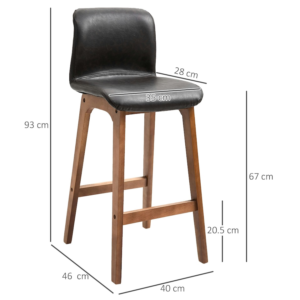 image 1 of HOMCOM Modern Wood Bar Chairs Kitchen Cafe Stools Dining Barstool Brown