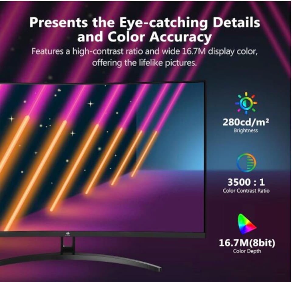 image 1 of Z-Edge 32 Inch Curved Gaming Monitor 240Hz 1ms VA 1500R 1080P HDMI DP Black | 16:9 PC Monitor Full HD 1920x1080, 3500:1 Contrast, 120% sRGB, 280cd/m² Brightness, FreeSync, Crosshair, VESA Mountable