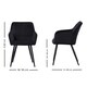 image 7 of Set of 2 Camden Modern Velvet Dining Chairs with Armrests, Quilted Design & Black Metal Legs Black