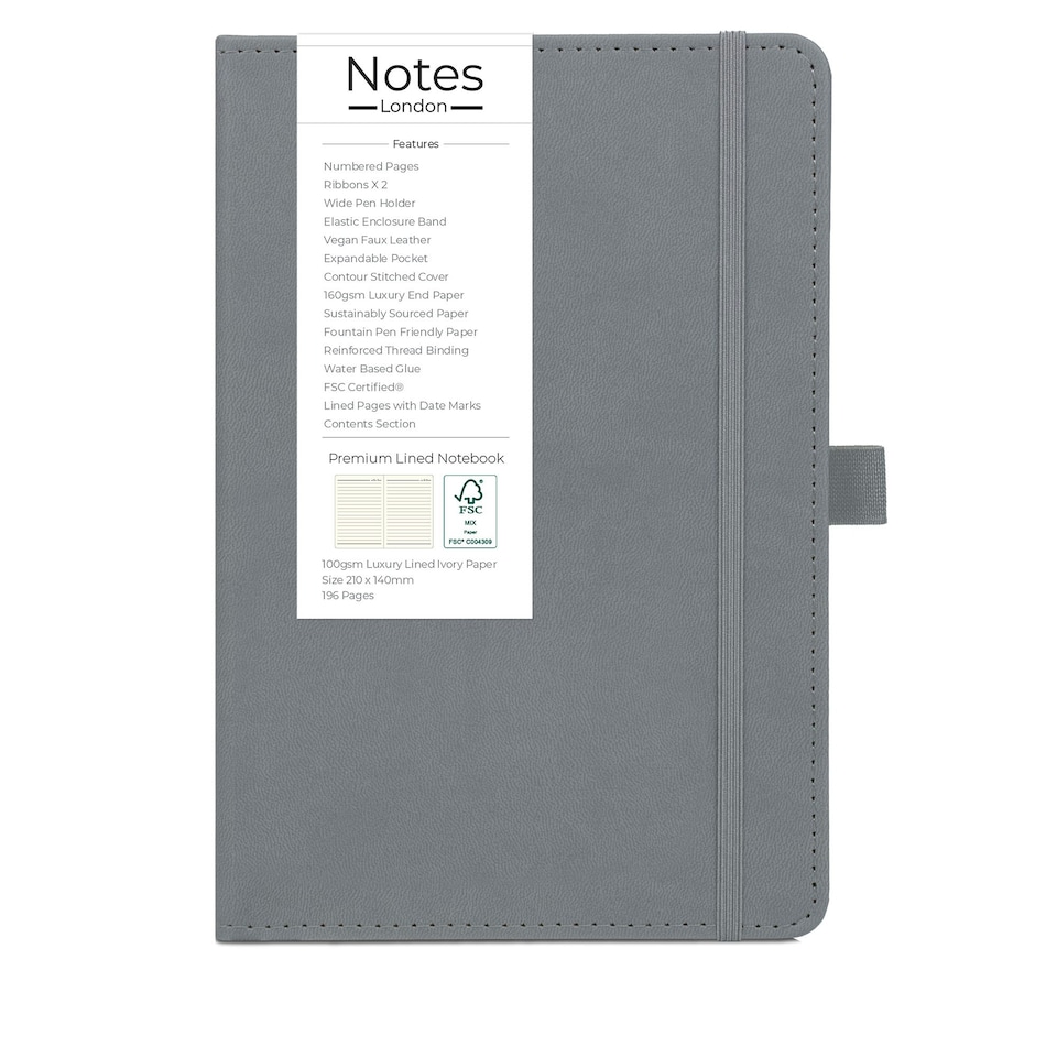 image 1 of Notes London A5 Italian Styled Moretti Notebook Light Grey