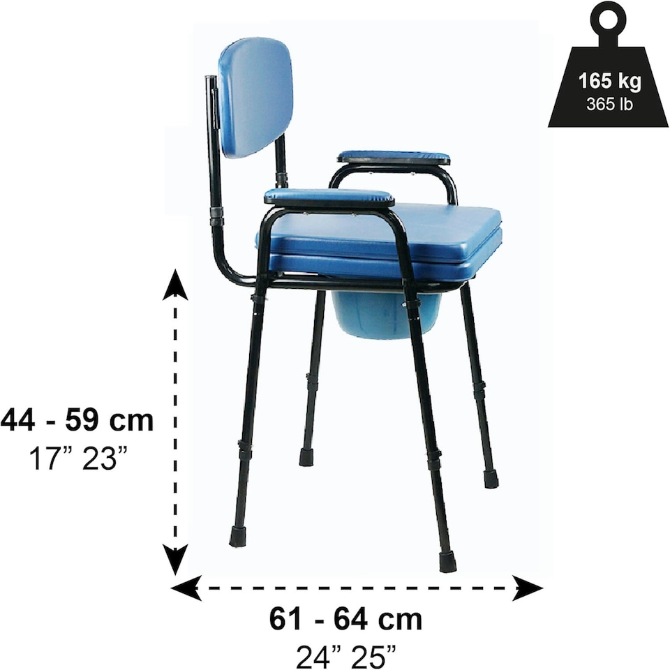 image 1 of Padded Steel Commode Toilet Chair And Pan Height Adjustable Seat disability Aid