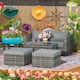 image 2 of Outsunny 5 Pcs Rattan Garden Furniture Set Single Sofa Stool Coffee Table Grey