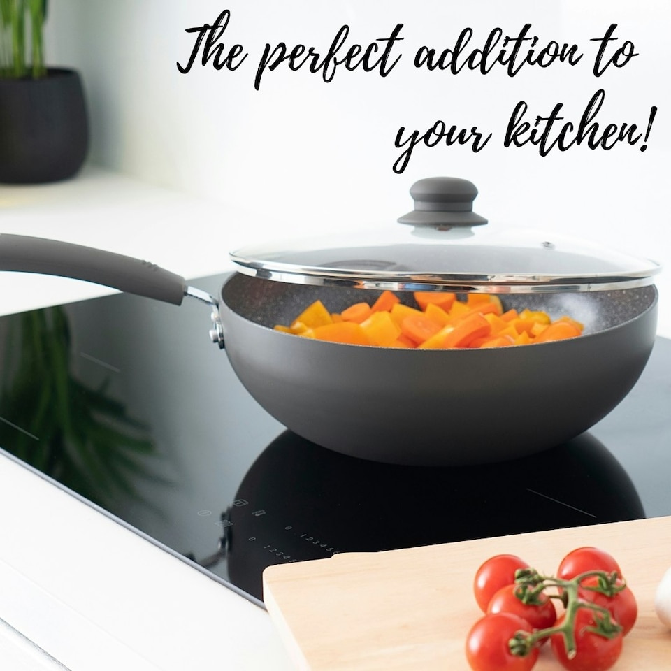 image 1 of Durastone Grey Wok with lid