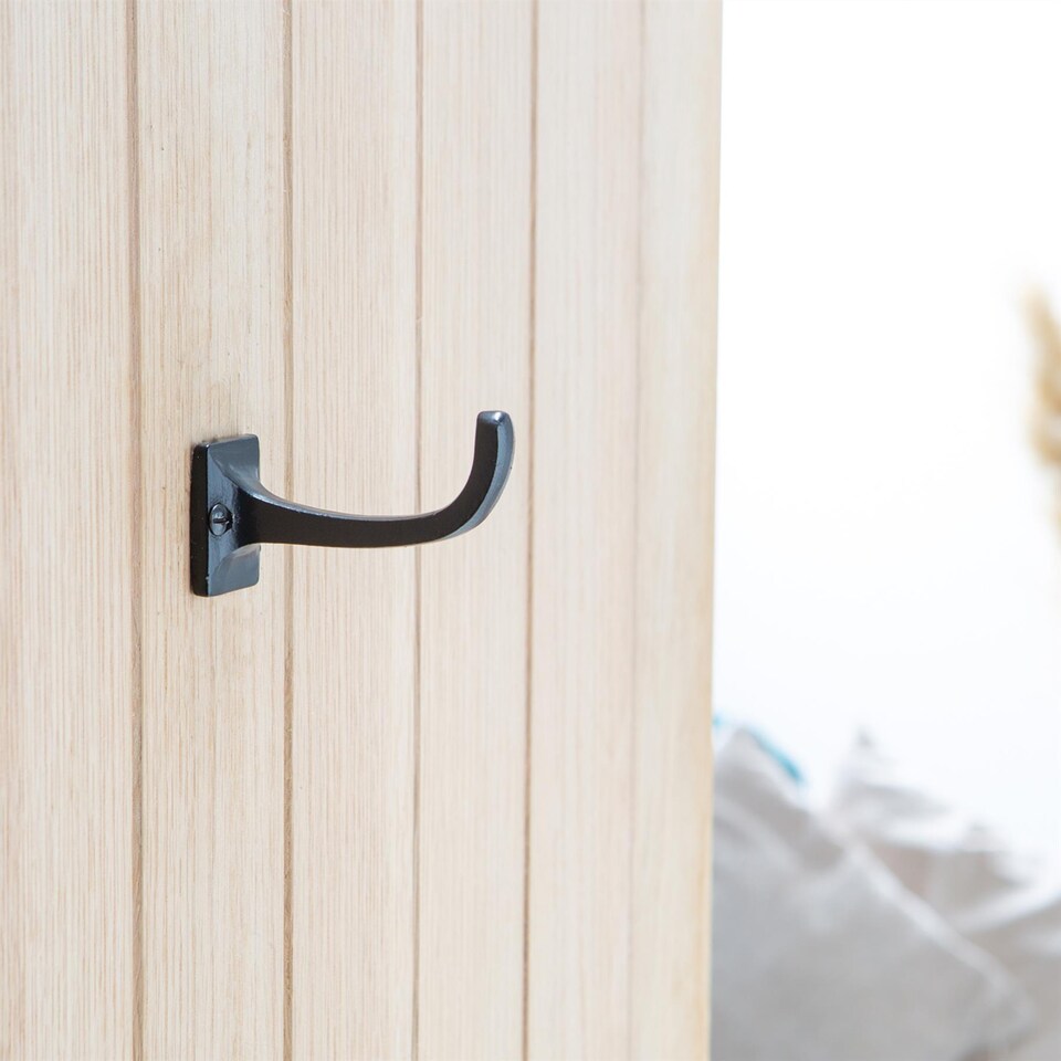 image 1 of Hammer & Tongs Square Back Curved Hook - W30mm x H45mm - Black