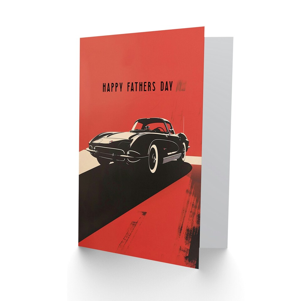 image 1 of Sports Car Bold Red White High Contrast Fathers Day Dad Card