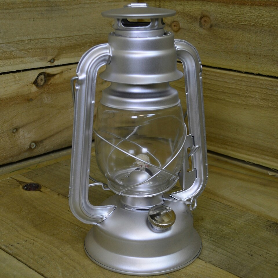 image 1 of 12" Paraffin Hurricane Camping Lantern Light in Silver