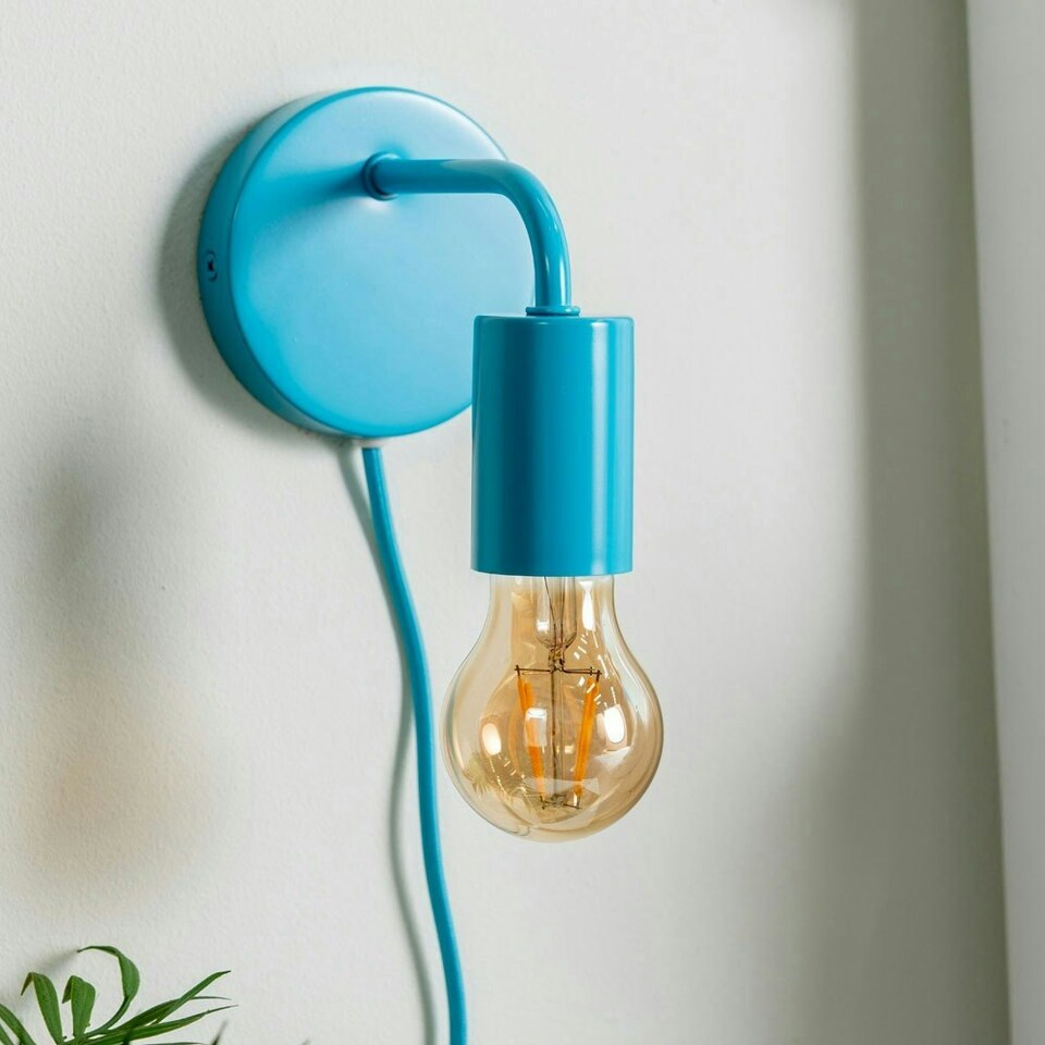 image 1 of ValueLights Jordy Pair of - Plug in Colour Pop Blue Easy Fit Wall Lights