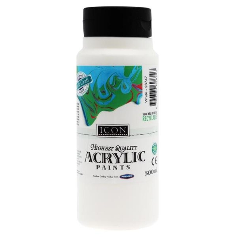 image 1 of White Acrylic Paint 500ml by Icon Art