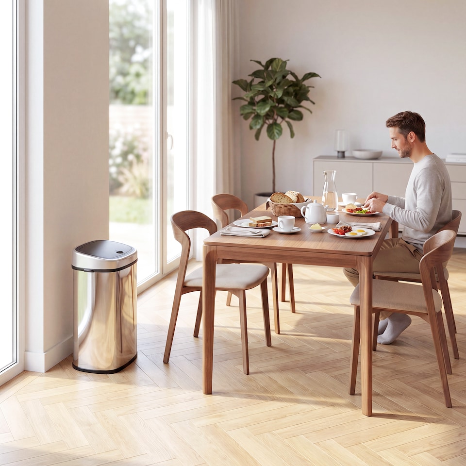 image 1 of HOMCOM Sensor Dustbin Touchless Trash Can Automatic Stainless Steel 48L | Chrome | 1