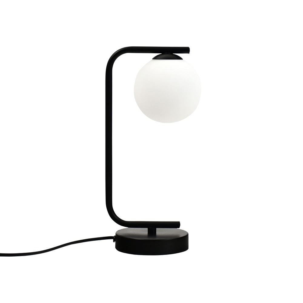 First Choice Lighting Grosvenor - Black Table Light with Glass Globe