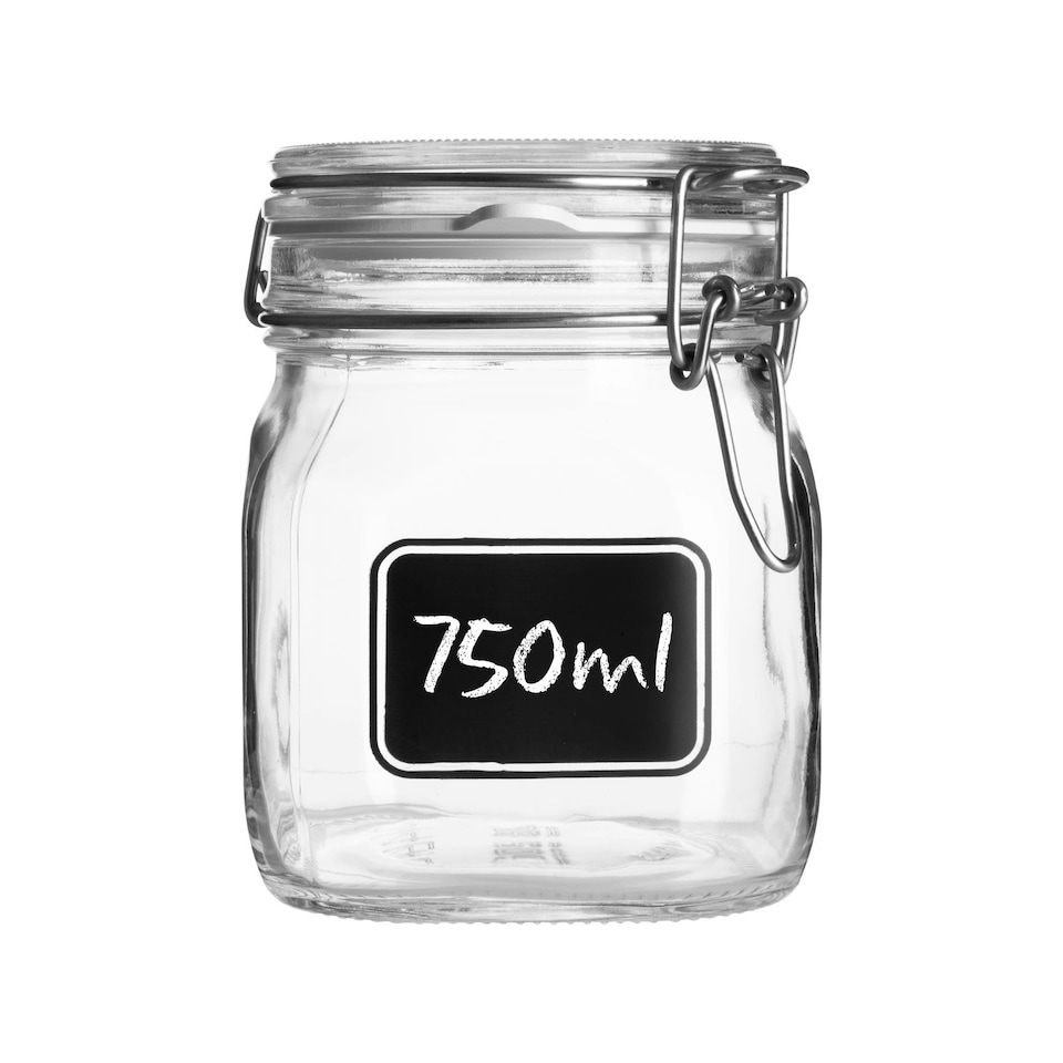 image 1 of Bormioli Rocco Lavagna Glass Storage Jar with Label - 750ml