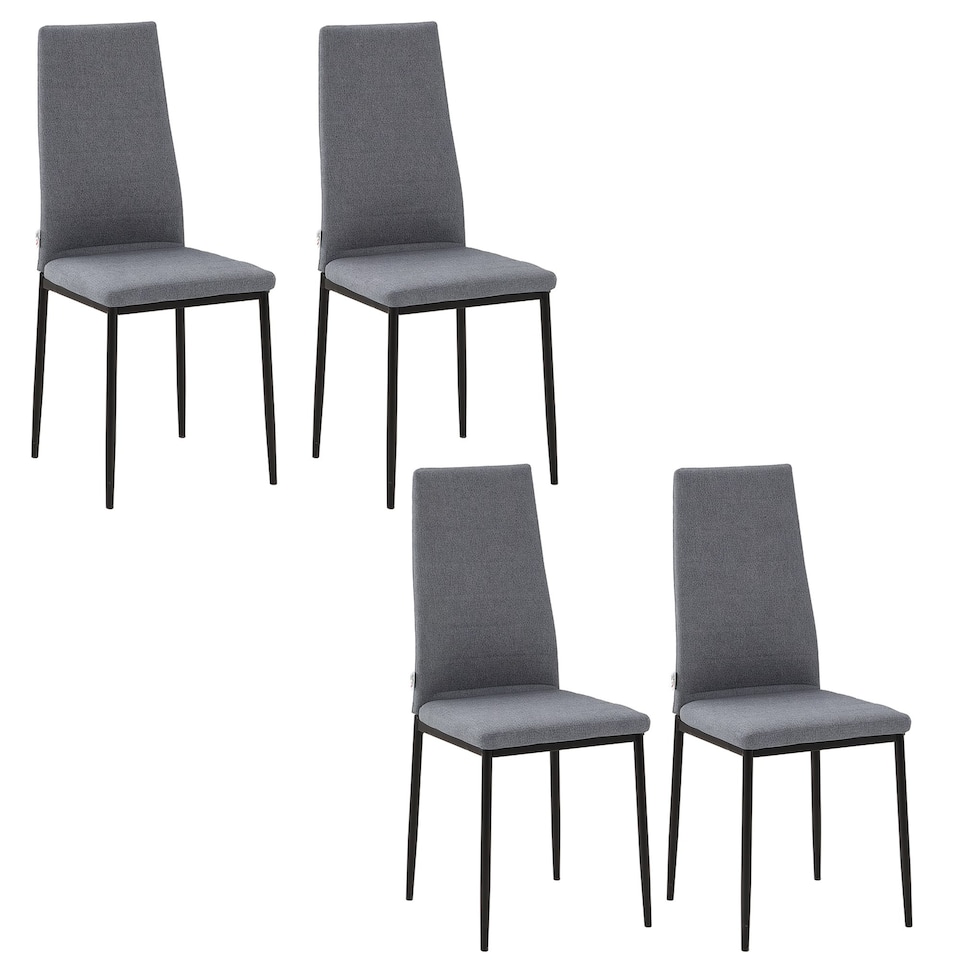 image 1 of HOMCOM Dining Chairs Upholstered Fabric Accent Chairs with Metal Legs, Set of 4