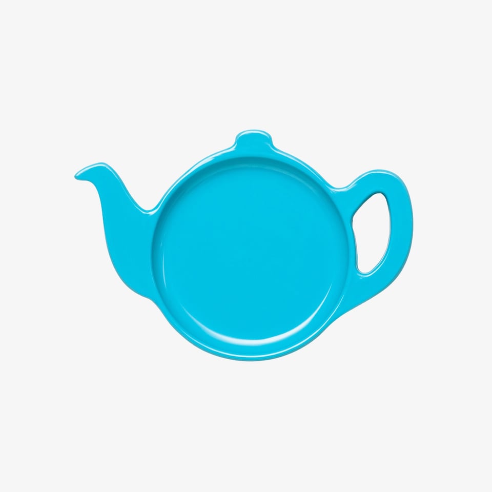 image 1 of Zeal Teapot Shaped Melamine Tea Bag Tidy Spoon Rest, Aqua