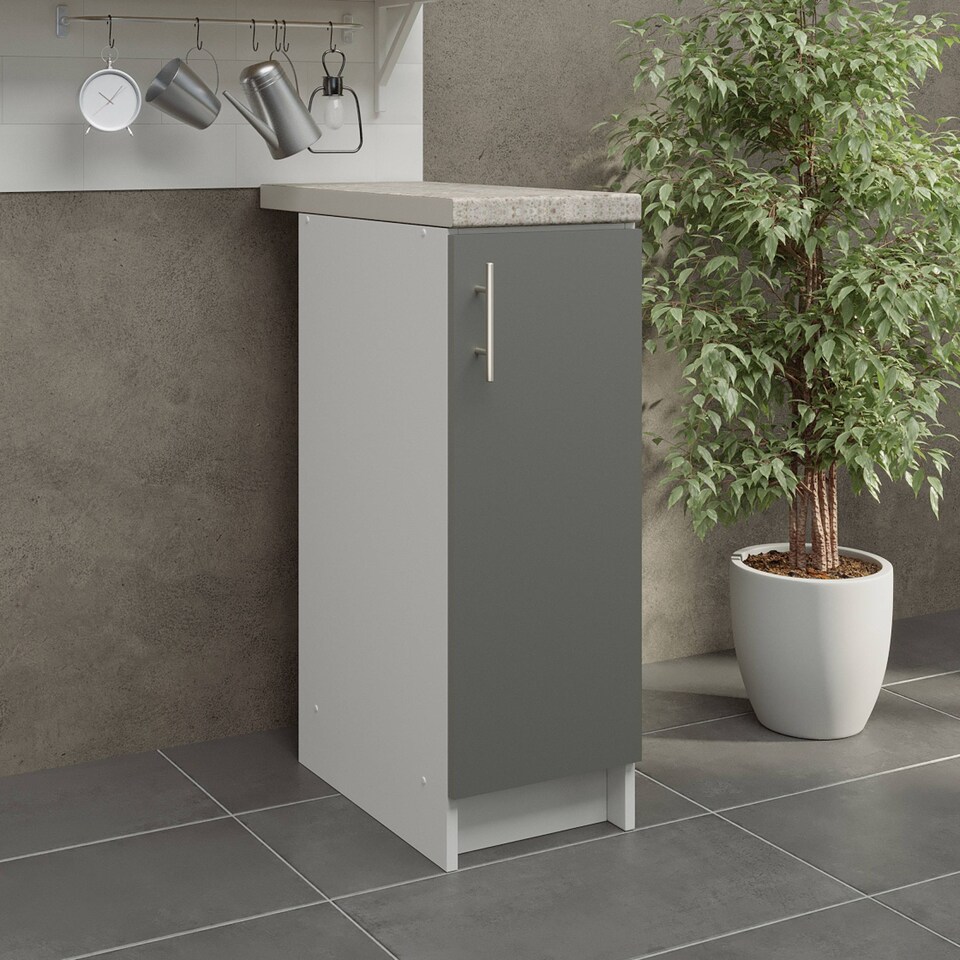 image 1 of JD Greta Kitchen Base Unit 300mm Storage Cabinet With Door Shelf 30cm Grey Matt with Worktop