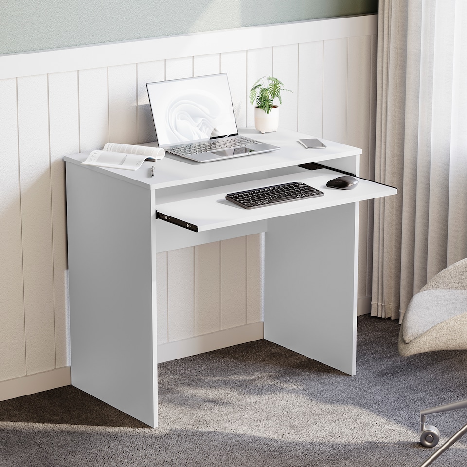 image 1 of Vida Designs Huby Computer Desk Compact Home Office Workstation, White