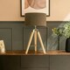 image 3 of ValueLights Clipper Tripod Painted Black Table Lamp with Medium Drum Shade