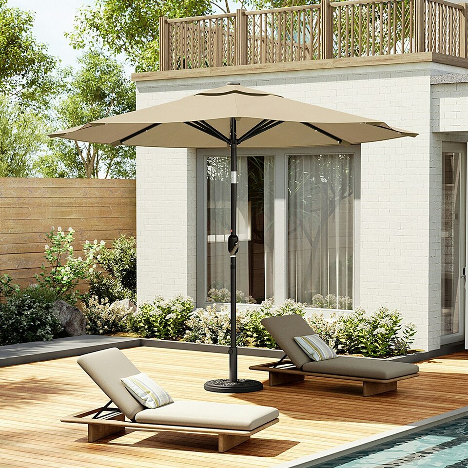 image 1 of Living and Home Outdoor Solar 24 LED Lights Patio with Crank for Patio Market - Beige (No base included) White