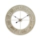 image 1 of Living and Home Round Wood Grain Metal Wall Clock