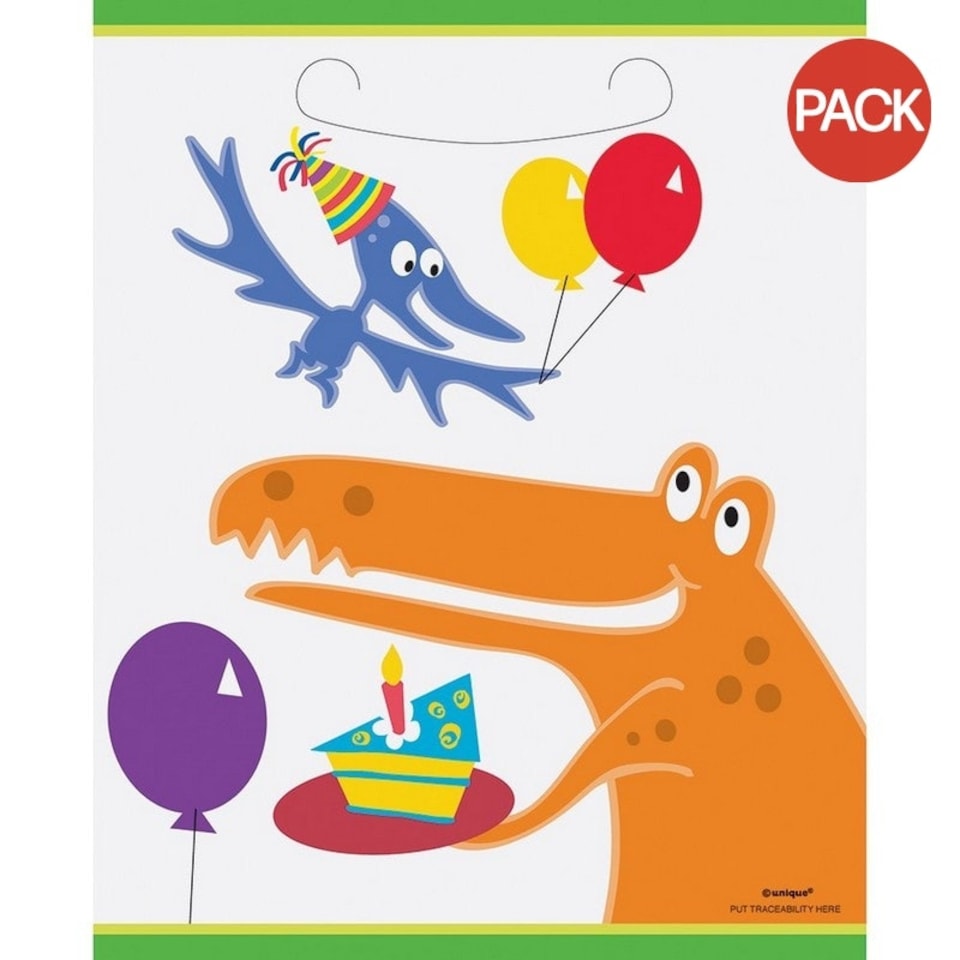 Unique Party Dinosaur Party Bags (Pack of 8) - Multicoloured - One Size