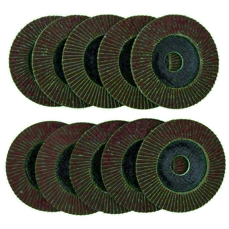 image 1 of 100 x Flap Discs 40 Grit Angle Grinder 4.5" (115mm) Flat Sanding Grinding AU025