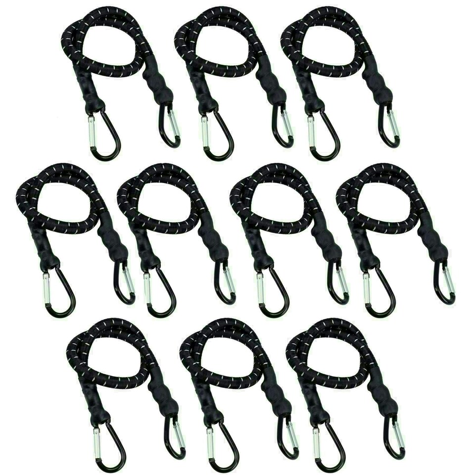 image 1 of 24" Bungee Strap with Metal Carabiners Hook Tie Down Fastener Holder 10pc