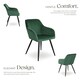 image 3 of Dining Chair Marilyn - with armrests, padded, velvet look, black steel legs - per piece Green | Dark Green/Black