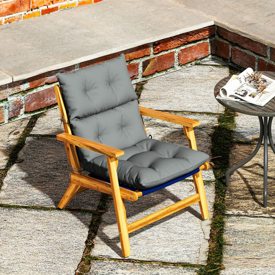 image 1 of Outsunny Adirondack Chair Cushion Rocking Chair Cushion w/ Ties Grey | Light Grey