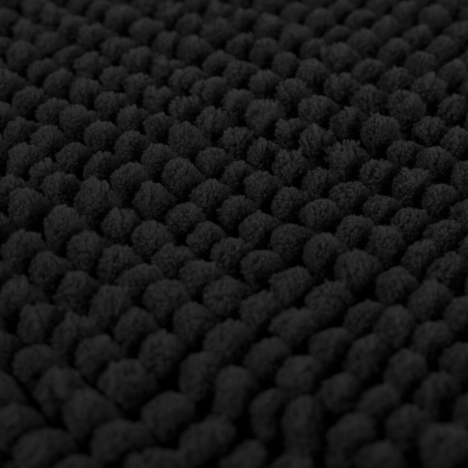 image 1 of OHS Soft Microfibre Non-Slip Absorbent Noodle Chenille Bath Runner Mat Black | 45 x 110cm