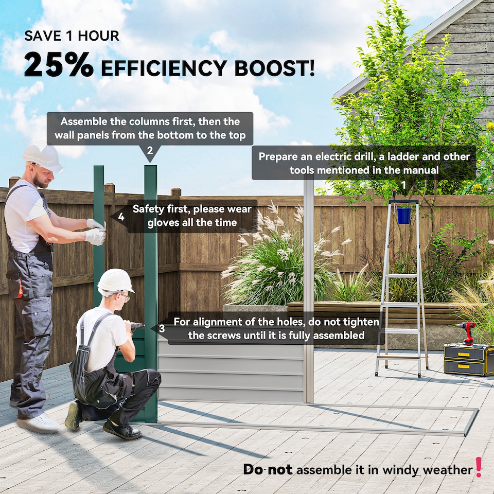 image 1 of Outsunny 8 x 4FT Garden Shed, Galvanised Metal Shed, Easy to Assemble, Outdoor Tool Storage Shed with Pent Roof, Lockable Door and 2 Vents, Green