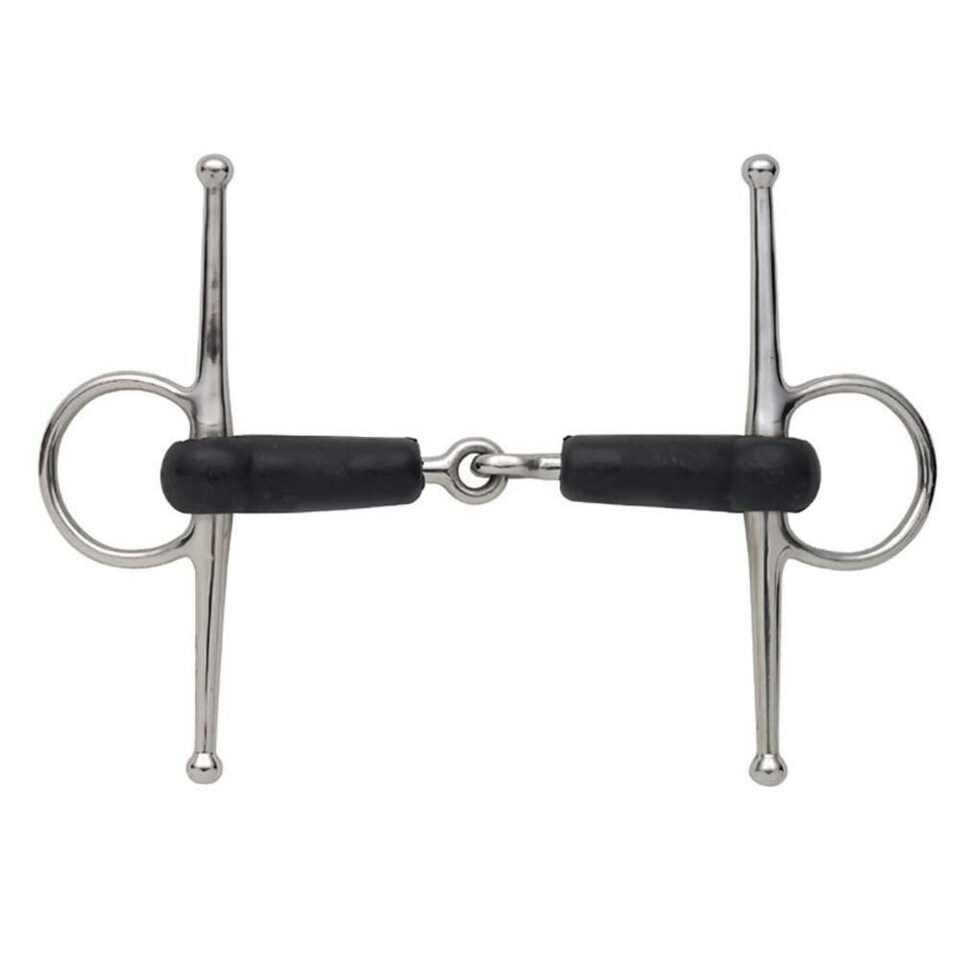 Shires Horse Full Cheek Snaffle Bit - Black/Silver - 5in