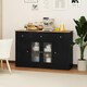 image 4 of COSTWAY Buffet Sideboard Kitchen Storage Cabinet 3 Drawers Black | Black