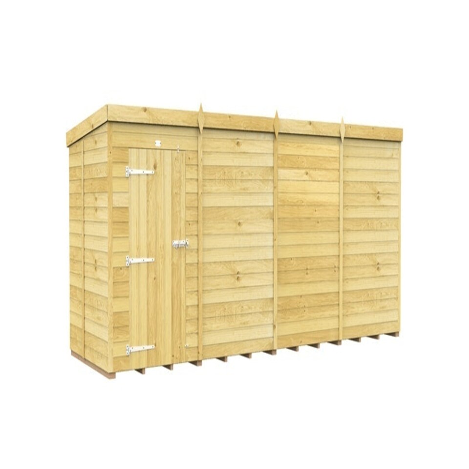 image 1 of 16 x 5 Feet Pent Shed - Single Door Without Windows - Wood - L147 x W474 x H201 cm Brown