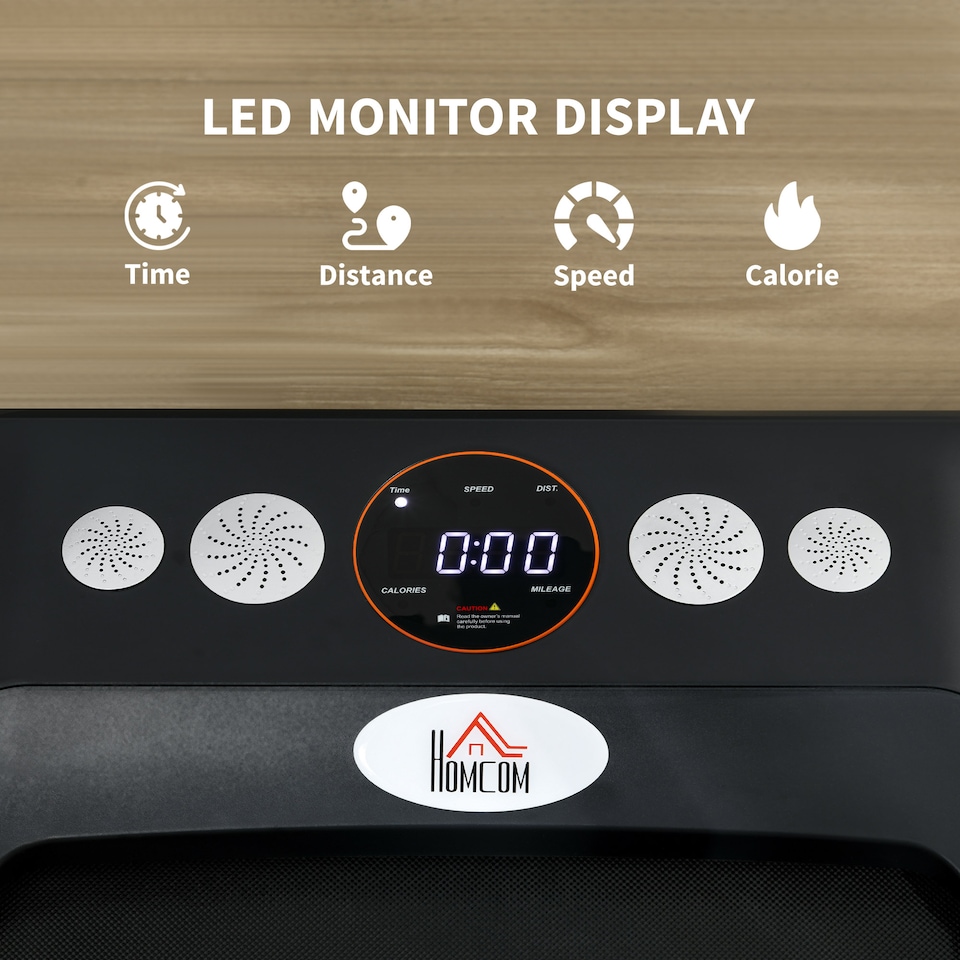 image 1 of HOMCOM Foldable Walking Treadmill with LED Display, Orange