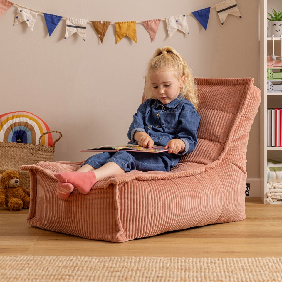 image 1 of Icon Kids Dolce Scandi Jumbo Cord Lounger Bean Bag, Dawn Pink