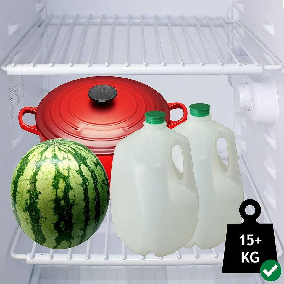 image 1 of SPARES2GO Universal Large Fridge Freezer Shelf Adjustable White Plastic Coated Extendable (Pack of 2 Shelves) White