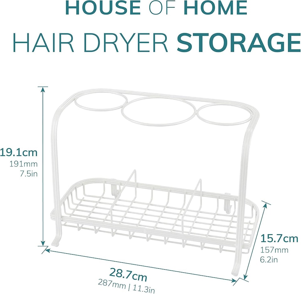 image 1 of House of Home Freestanding Hair Dryer & Straighteners Holder Storage Stand Cable Tidy in cream