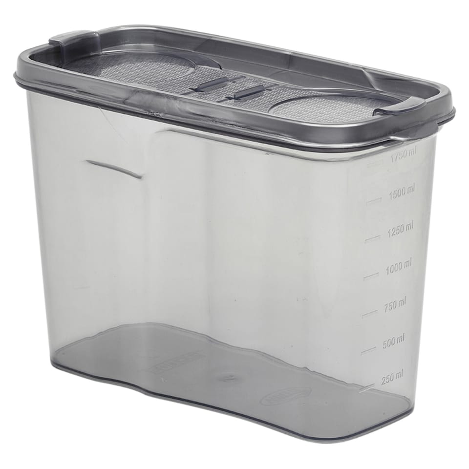 image 1 of Plastic Food Storage Cereal Container Dispenser Airtight Click Lid | Clear | Black | 3.25 Litre Black | 1