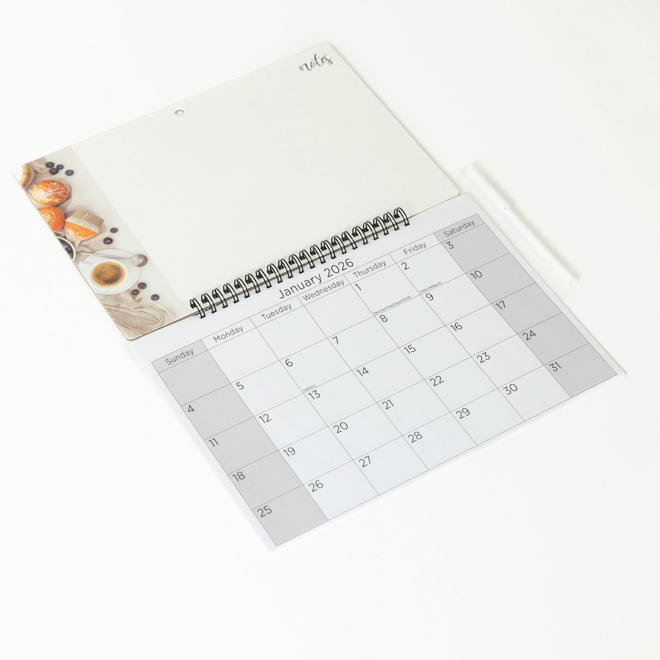 image 1 of 2026 Monthly Memo Board Calendar & Pen Baking Design