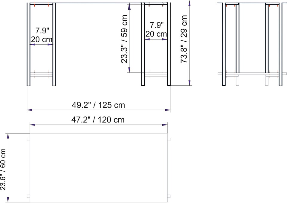 image 1 of Decorotika Reader Computer Desk with Metal Frame - W 120 cm x H 73.8 cm x D 60 cm