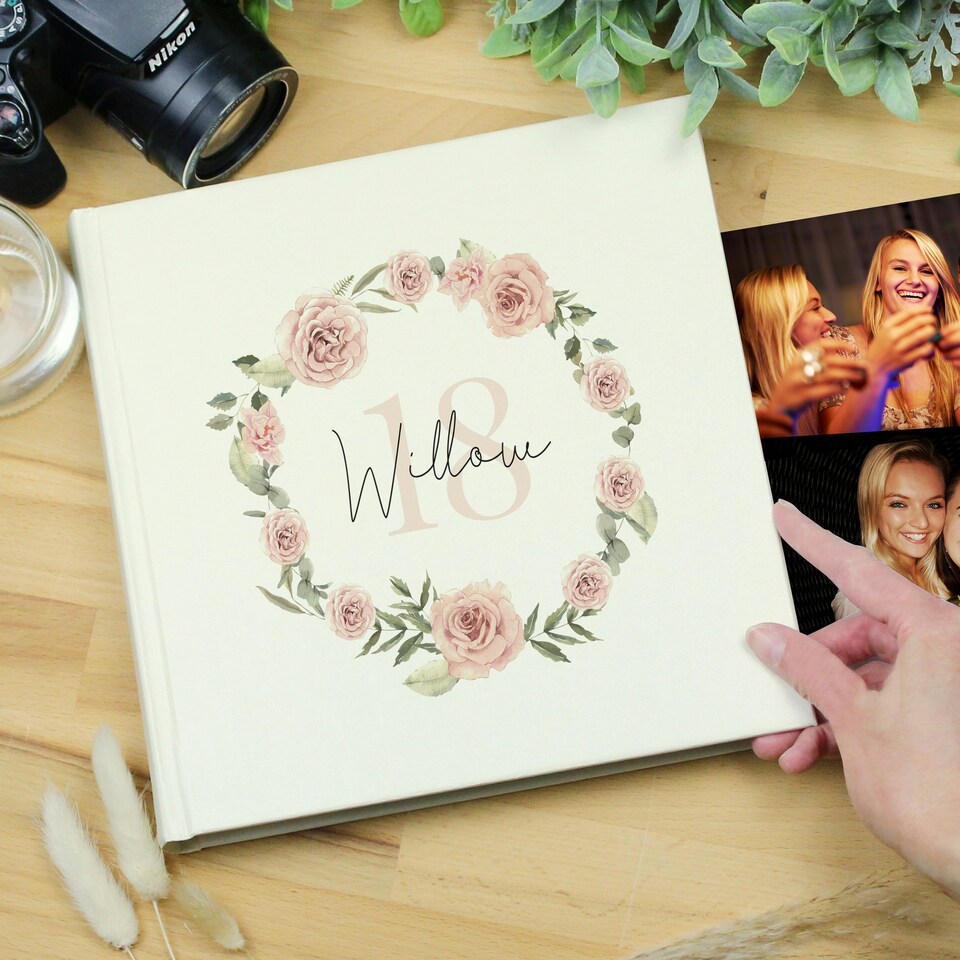 image 1 of Personalised Floral Wreath Square Photo Album